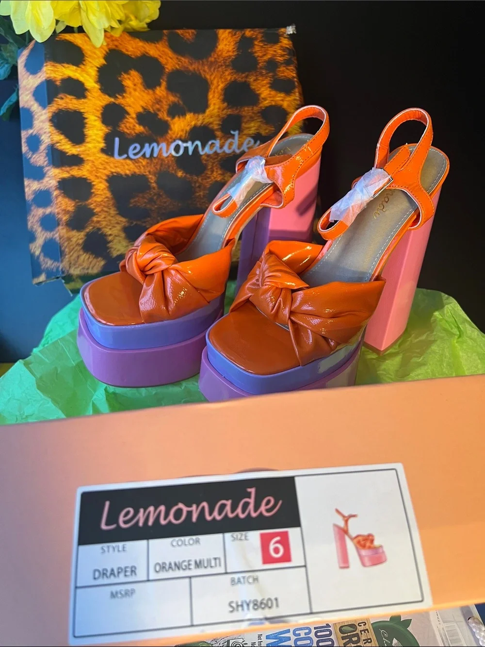 Lemonade Orange & Pink Knot Platform Sandals - Picture 15 of 15